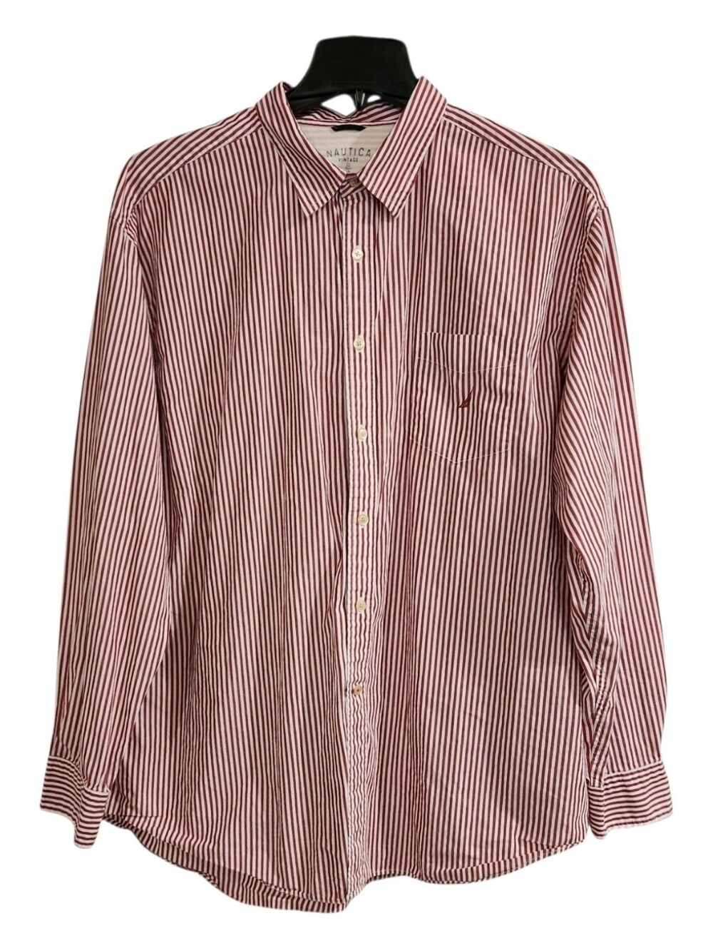 Vintage Nautica Shirt Mens XXL Red White Striped Button Down 90s Preppy Retro